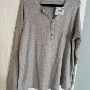 American Eagle Outfitters Gray Henley Top
